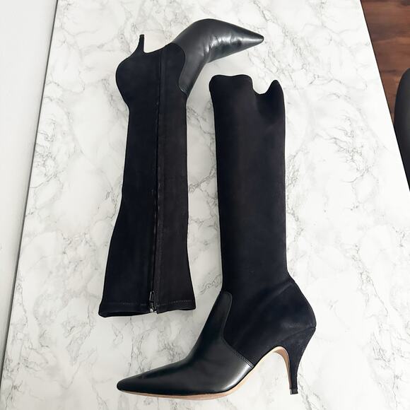 Tory Burch Georgina Suede Leather Black Knee High Heeled Boots Women’s Size 9.5 - Picture 8 of 15